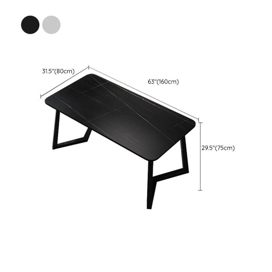 Bureau de bureau rectangulaire Bureau de bureau en pierre de style industriel avec des jambes en métal