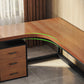Bureau de bureau en L moderne Brown Brown Writing Bureau avec des jambes en métal