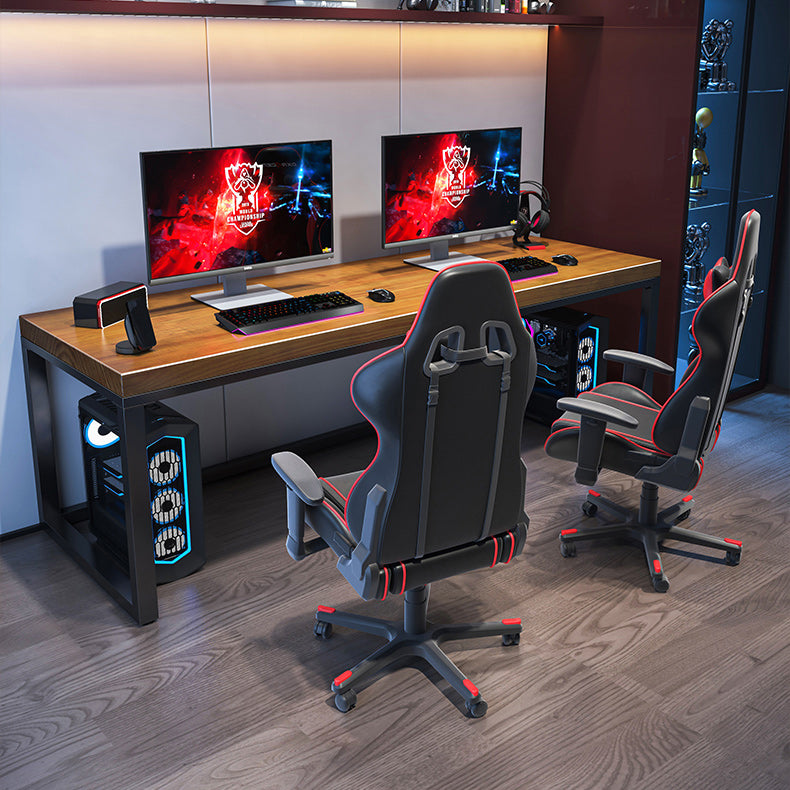 Scrivania rettangolare in legno massello scrivania da gioco industriale con gambe metalliche