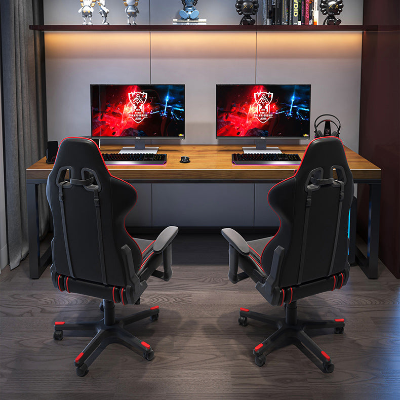 Scrivania rettangolare in legno massello scrivania da gioco industriale con gambe metalliche