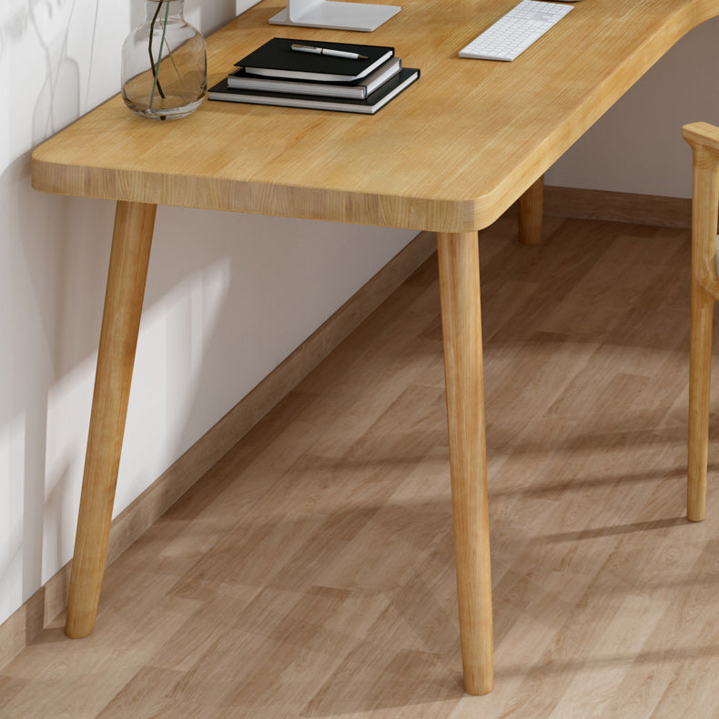 Table d'écriture en L de style moderne Bureau de travail en bois massif en bois massif