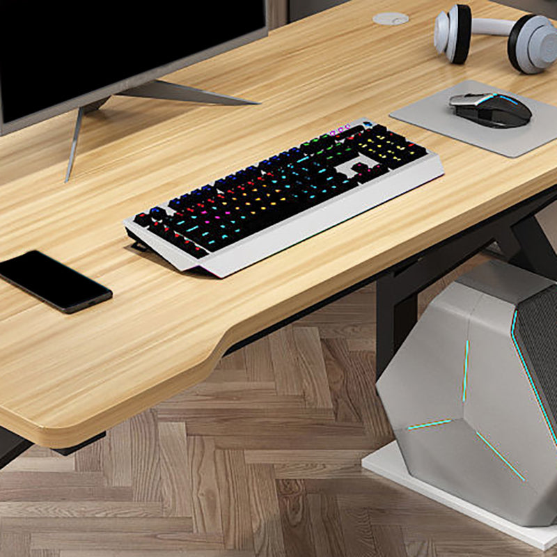 Contemporary Wooden Computer Desk Bedroom Office Desk with Cable Management Clearhalo 'furn' 'furn_office_desk' 'Furniture' 'Office Desks' 'Office Furniture' 'office_desk' 6231896