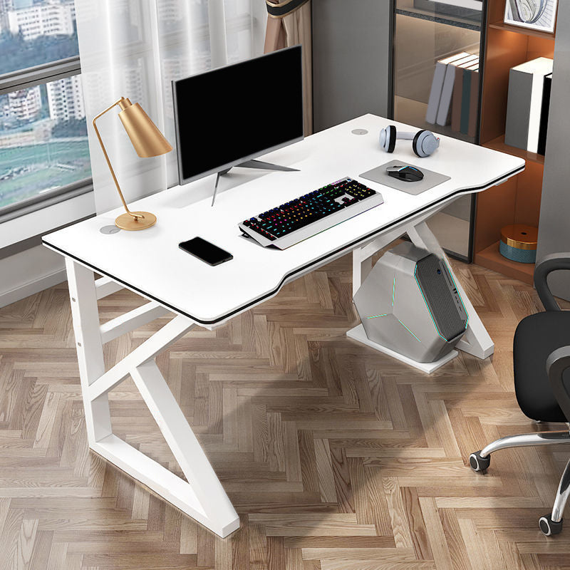 Contemporary Wooden Computer Desk Bedroom Office Desk with Cable Management White White Clearhalo 'furn' 'furn_office_desk' 'Furniture' 'Office Desks' 'Office Furniture' 'office_desk' 6231899