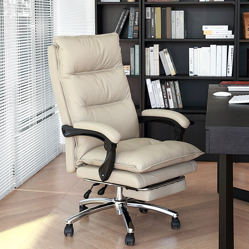 26" Wide Contemporary Managers Chair White Leather Executive Chair Clearhalo 'furn' 'furn_office_chair' 'Furniture' 'Office Chairs' 'Office Furniture' 'office_chair' 6232057