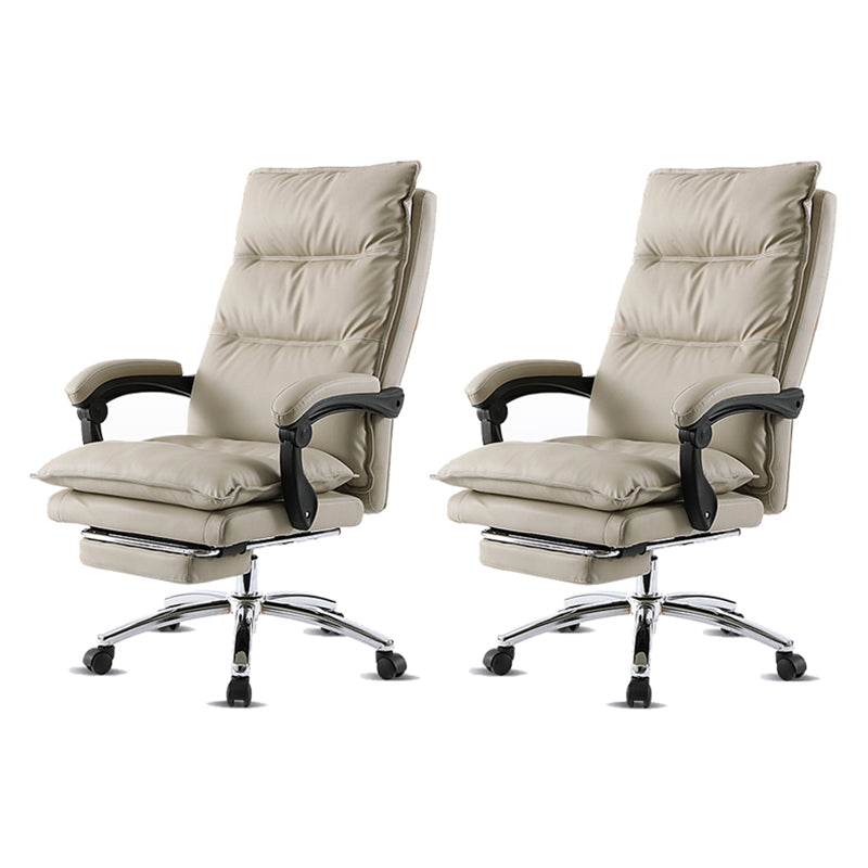 26" Wide Contemporary Managers Chair White Leather Executive Chair 2 Piece Set Clearhalo 'furn' 'furn_office_chair' 'Furniture' 'Office Chairs' 'Office Furniture' 'office_chair' 6232058