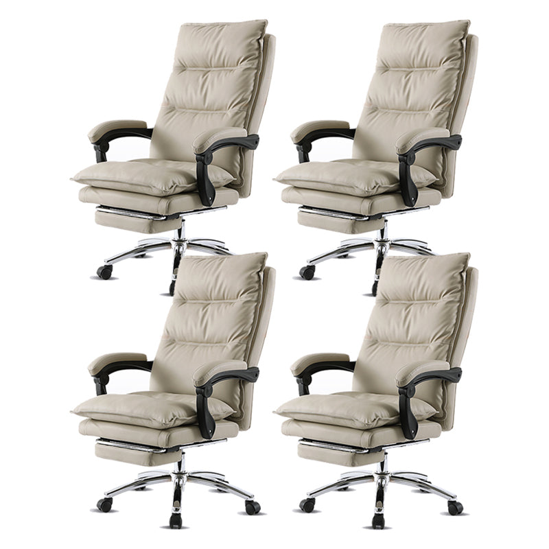 26" Wide Contemporary Managers Chair White Leather Executive Chair 4 Piece Set Clearhalo 'furn' 'furn_office_chair' 'Furniture' 'Office Chairs' 'Office Furniture' 'office_chair' 6232059