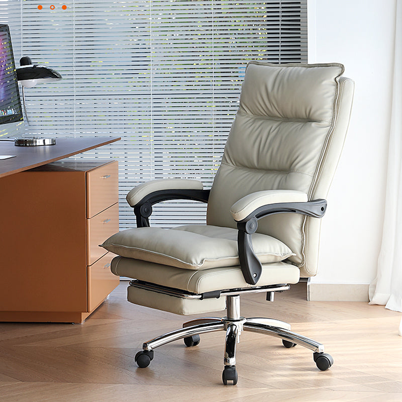 26" Wide Contemporary Managers Chair White Leather Executive Chair Clearhalo 'furn' 'furn_office_chair' 'Furniture' 'Office Chairs' 'Office Furniture' 'office_chair' 6232060