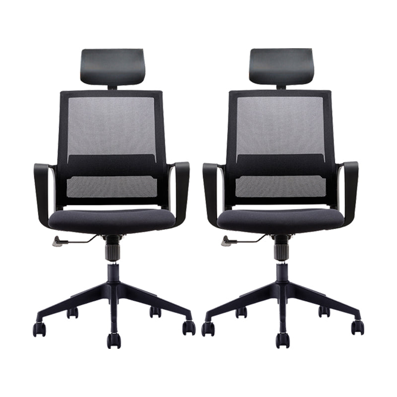 Fixed Arms Swivel Chair Modern Style Office Ergonomic Mesh Task Chair 2 Piece Set Star Base With Headrest Clearhalo 'furn' 'furn_office_chair' 'Furniture' 'Office Chairs' 'Office Furniture' 'office_chair' 6232102