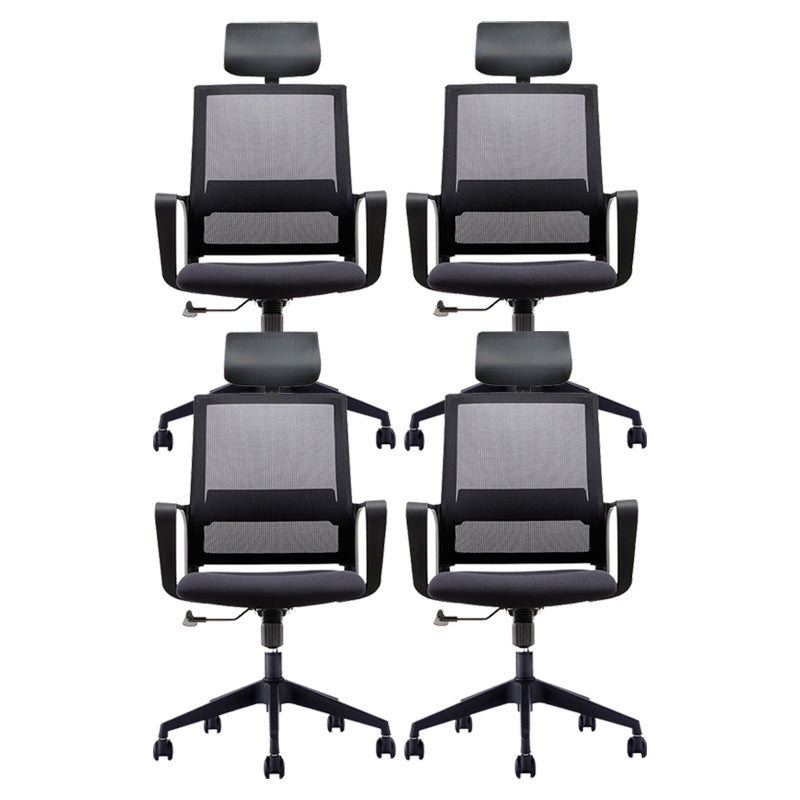 Fixed Arms Swivel Chair Modern Style Office Ergonomic Mesh Task Chair 4 Piece Set Star Base With Headrest Clearhalo 'furn' 'furn_office_chair' 'Furniture' 'Office Chairs' 'Office Furniture' 'office_chair' 6232104