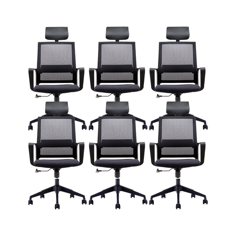 Fixed Arms Swivel Chair Modern Style Office Ergonomic Mesh Task Chair 6 Piece Set Star Base With Headrest Clearhalo 'furn' 'furn_office_chair' 'Furniture' 'Office Chairs' 'Office Furniture' 'office_chair' 6232107