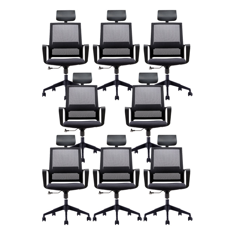 Fixed Arms Swivel Chair Modern Style Office Ergonomic Mesh Task Chair 8 Piece Set Star Base With Headrest Clearhalo 'furn' 'furn_office_chair' 'Furniture' 'Office Chairs' 'Office Furniture' 'office_chair' 6232108