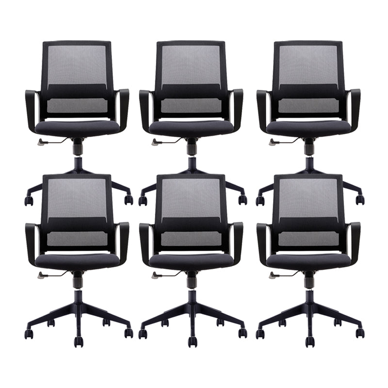 Fixed Arms Swivel Chair Modern Style Office Ergonomic Mesh Task Chair 6 Piece Set Star Base Without Headrest Clearhalo 'furn' 'furn_office_chair' 'Furniture' 'Office Chairs' 'Office Furniture' 'office_chair' 6232115