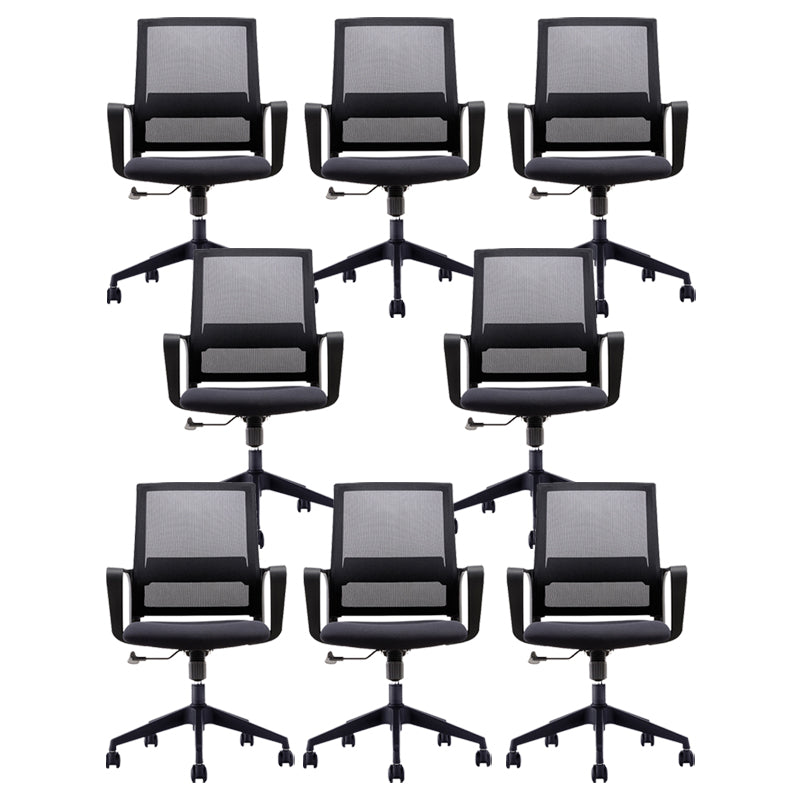 Fixed Arms Swivel Chair Modern Style Office Ergonomic Mesh Task Chair 8 Piece Set Star Base Without Headrest Clearhalo 'furn' 'furn_office_chair' 'Furniture' 'Office Chairs' 'Office Furniture' 'office_chair' 6232116