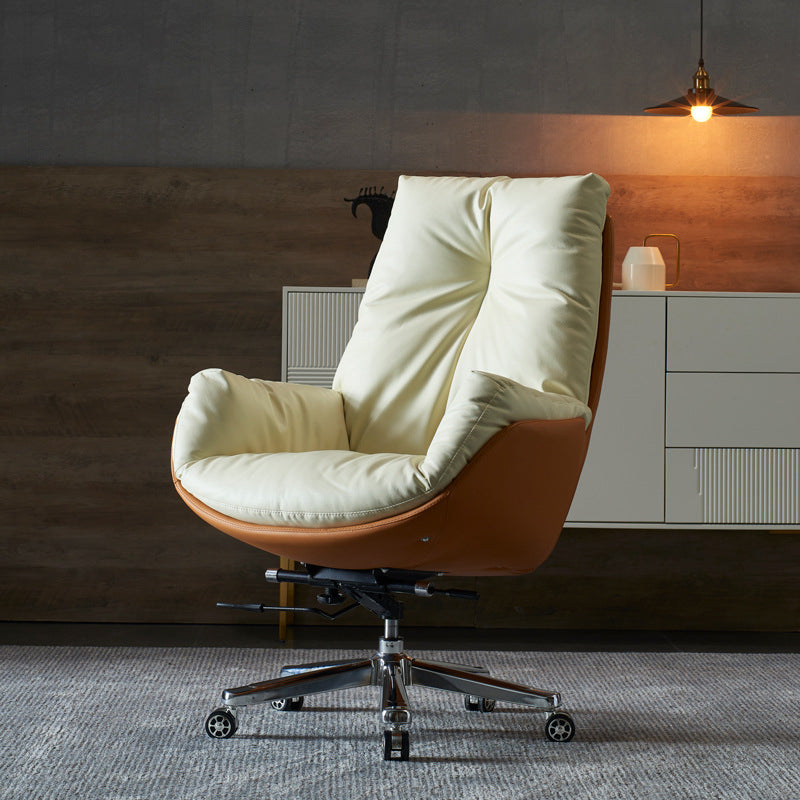 29" Wide Contemporary Managers Chair Yellow Leather Executive Chair 1 Piece Clearhalo 'furn' 'furn_office_chair' 'Furniture' 'Office Chairs' 'Office Furniture' 'office_chair' 6232124