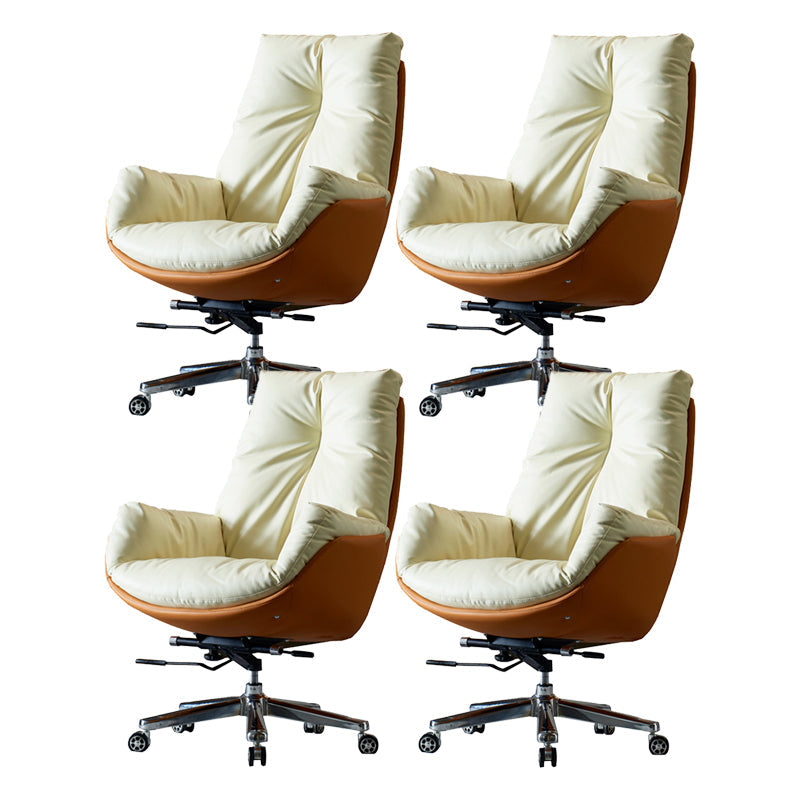 29" Wide Contemporary Managers Chair Yellow Leather Executive Chair 4 Piece Set Clearhalo 'furn' 'furn_office_chair' 'Furniture' 'Office Chairs' 'Office Furniture' 'office_chair' 6232126