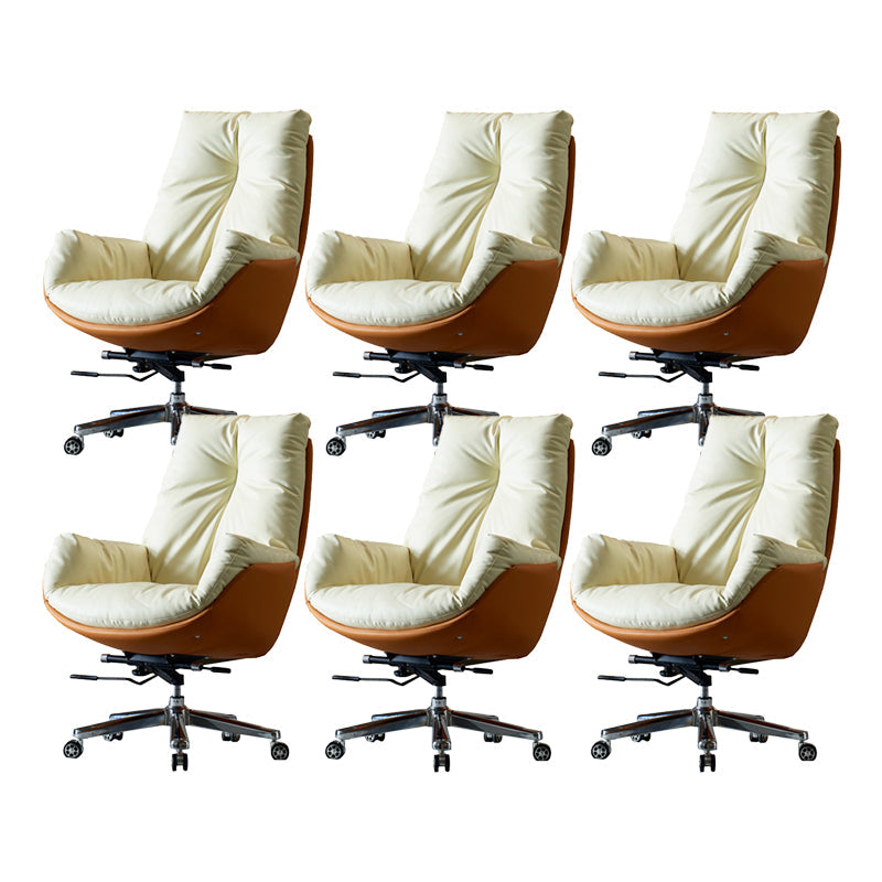 29" Wide Contemporary Managers Chair Yellow Leather Executive Chair 6 Piece Set Clearhalo 'furn' 'furn_office_chair' 'Furniture' 'Office Chairs' 'Office Furniture' 'office_chair' 6232128