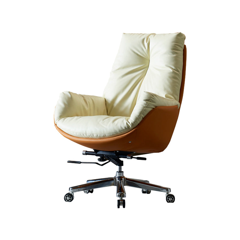 29" Wide Contemporary Managers Chair Yellow Leather Executive Chair Clearhalo 'furn' 'furn_office_chair' 'Furniture' 'Office Chairs' 'Office Furniture' 'office_chair' 6232132