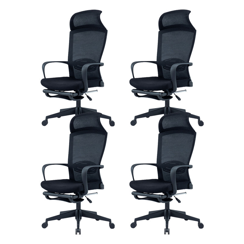 Modern High Back Desk Chair Swivel Mesh Chair with Fixed Arms Black 4 Piece Set Clearhalo 'furn' 'furn_office_chair' 'Furniture' 'Office Chairs' 'Office Furniture' 'office_chair' 6232141