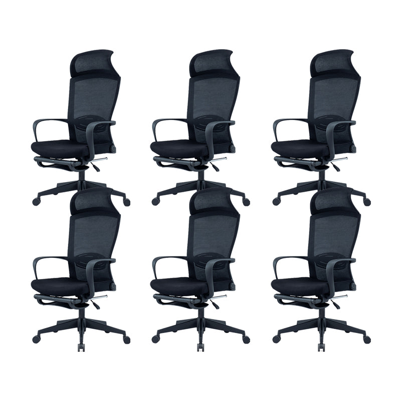 Modern High Back Desk Chair Swivel Mesh Chair with Fixed Arms Black 6 Piece Set Clearhalo 'furn' 'furn_office_chair' 'Furniture' 'Office Chairs' 'Office Furniture' 'office_chair' 6232142