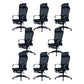 Modern High Back Desk Chair Swivel Mesh Chair with Fixed Arms Black 8 Piece Set Clearhalo 'furn' 'furn_office_chair' 'Furniture' 'Office Chairs' 'Office Furniture' 'office_chair' 6232144