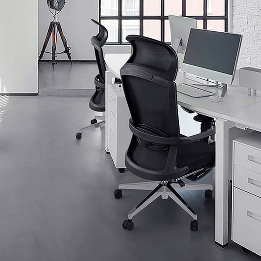 Sedia moderna sedia da scrivania posteriore girevole a maglie con armi fisse