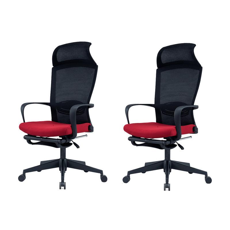 Modern High Back Desk Chair Swivel Mesh Chair with Fixed Arms Red 2 Piece Set Clearhalo 'furn' 'furn_office_chair' 'Furniture' 'Office Chairs' 'Office Furniture' 'office_chair' 6232149