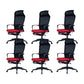 Modern High Back Desk Chair Swivel Mesh Chair with Fixed Arms Red 6 Piece Set Clearhalo 'furn' 'furn_office_chair' 'Furniture' 'Office Chairs' 'Office Furniture' 'office_chair' 6232153