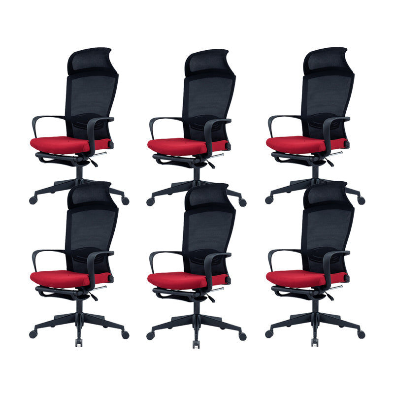 Modern High Back Desk Chair Swivel Mesh Chair with Fixed Arms Red 6 Piece Set Clearhalo 'furn' 'furn_office_chair' 'Furniture' 'Office Chairs' 'Office Furniture' 'office_chair' 6232153