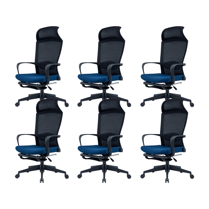 Modern High Back Desk Chair Swivel Mesh Chair with Fixed Arms Blue 6 Piece Set Clearhalo 'furn' 'furn_office_chair' 'Furniture' 'Office Chairs' 'Office Furniture' 'office_chair' 6232161