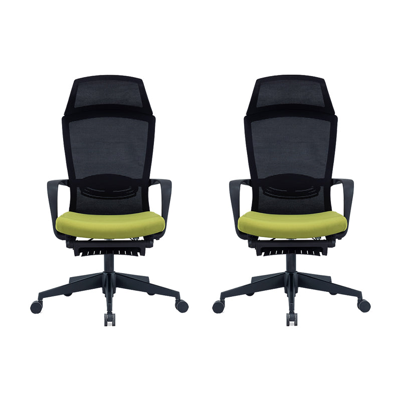Modern High Back Desk Chair Swivel Mesh Chair with Fixed Arms Green 2 Piece Set Clearhalo 'furn' 'furn_office_chair' 'Furniture' 'Office Chairs' 'Office Furniture' 'office_chair' 6232164