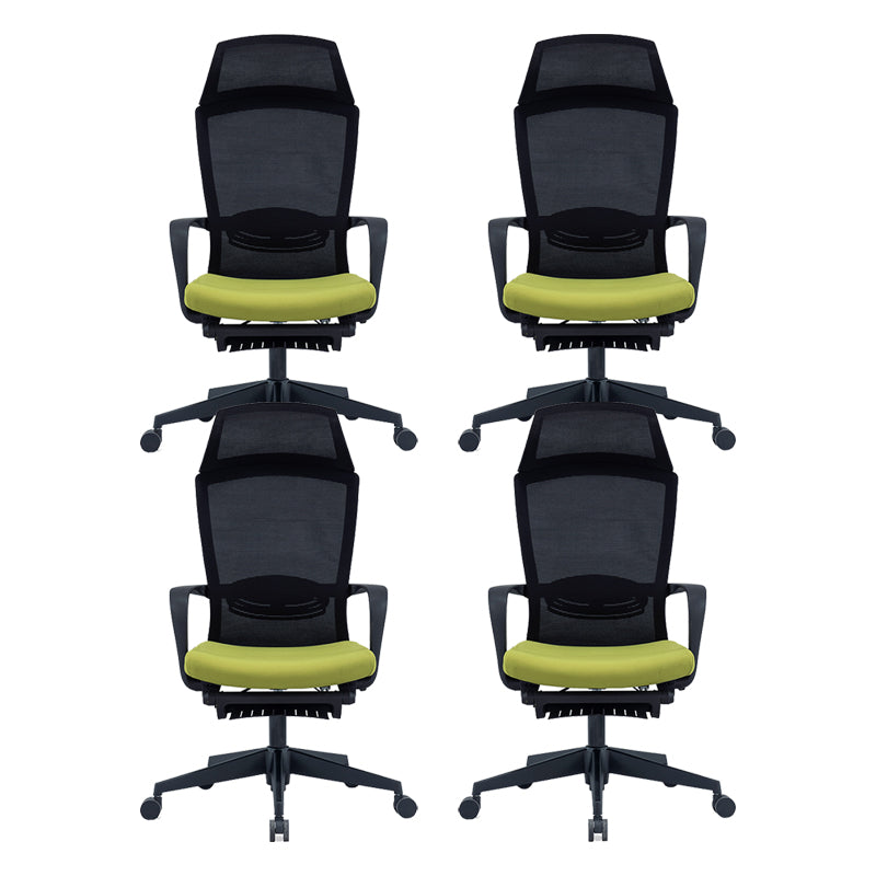 Modern High Back Desk Chair Swivel Mesh Chair with Fixed Arms Green 4 Piece Set Clearhalo 'furn' 'furn_office_chair' 'Furniture' 'Office Chairs' 'Office Furniture' 'office_chair' 6232165