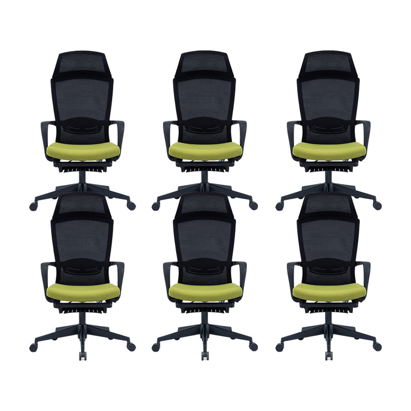 Modern High Back Desk Chair Swivel Mesh Chair with Fixed Arms Green 6 Piece Set Clearhalo 'furn' 'furn_office_chair' 'Furniture' 'Office Chairs' 'Office Furniture' 'office_chair' 6232166