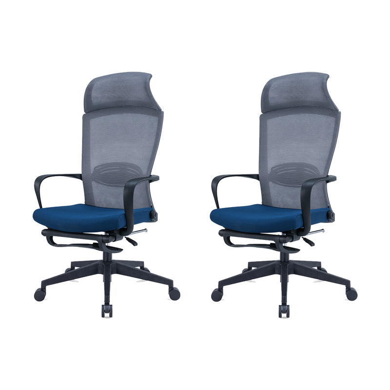 Modern High Back Desk Chair Swivel Mesh Chair with Fixed Arms Gray-Blue 2 Piece Set Clearhalo 'furn' 'furn_office_chair' 'Furniture' 'Office Chairs' 'Office Furniture' 'office_chair' 6232169