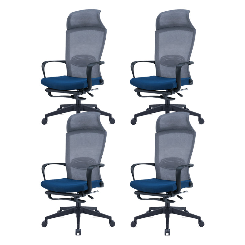 Modern High Back Desk Chair Swivel Mesh Chair with Fixed Arms Gray-Blue 4 Piece Set Clearhalo 'furn' 'furn_office_chair' 'Furniture' 'Office Chairs' 'Office Furniture' 'office_chair' 6232170