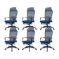 Modern High Back Desk Chair Swivel Mesh Chair with Fixed Arms Gray-Blue 6 Piece Set Clearhalo 'furn' 'furn_office_chair' 'Furniture' 'Office Chairs' 'Office Furniture' 'office_chair' 6232171