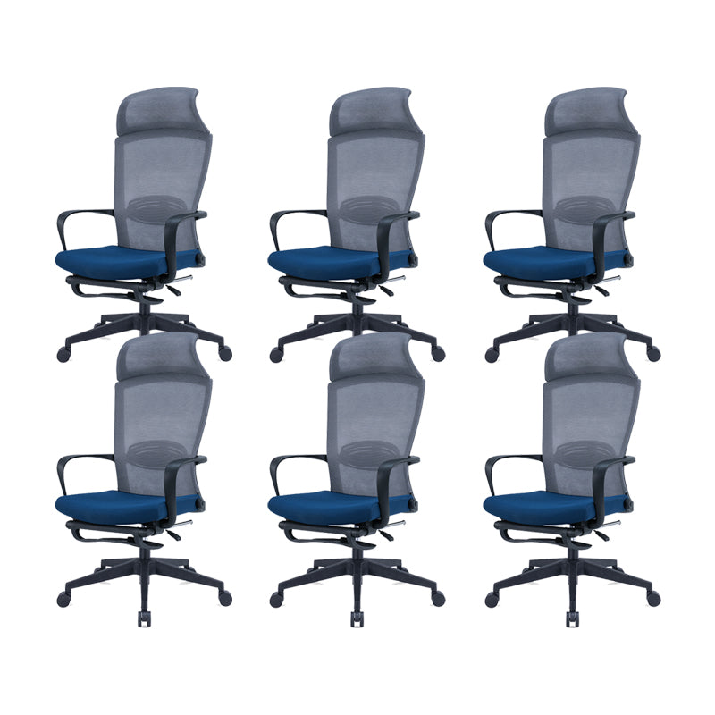 Modern High Back Desk Chair Swivel Mesh Chair with Fixed Arms Gray-Blue 6 Piece Set Clearhalo 'furn' 'furn_office_chair' 'Furniture' 'Office Chairs' 'Office Furniture' 'office_chair' 6232171