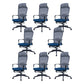Modern High Back Desk Chair Swivel Mesh Chair with Fixed Arms Gray-Blue 8 Piece Set Clearhalo 'furn' 'furn_office_chair' 'Furniture' 'Office Chairs' 'Office Furniture' 'office_chair' 6232172