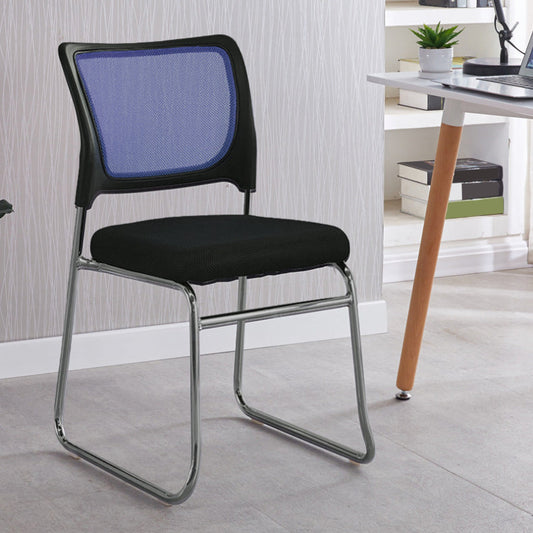 Modern Desk Chair Mesh Computer Chair Mid-Back Armless Chair 1 Piece Blue
