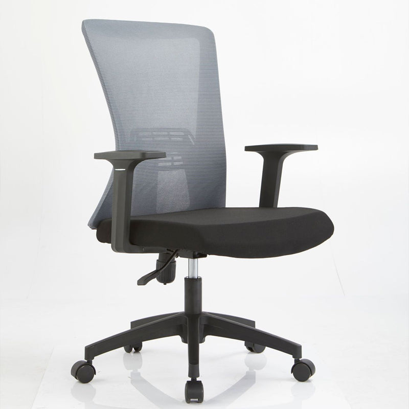 Fixed Arms Office Chair Microfiber Desk High Back Chair Wheels Ergonomic 1 Piece Gray Clearhalo 'furn' 'furn_office_chair' 'Furniture' 'Office Chairs' 'Office Furniture' 'office_chair' 6232253