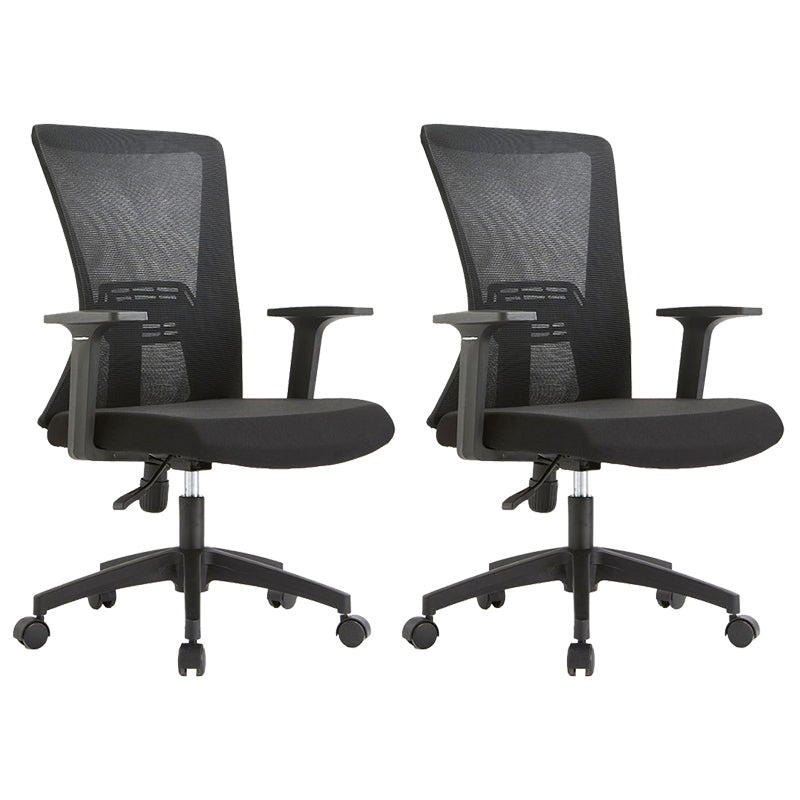 Fixed Arms Office Chair Microfiber Desk High Back Chair Wheels Ergonomic 2 Piece Set Black Clearhalo 'furn' 'furn_office_chair' 'Furniture' 'Office Chairs' 'Office Furniture' 'office_chair' 6232254