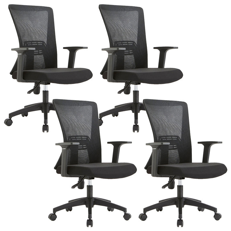 Fixed Arms Office Chair Microfiber Desk High Back Chair Wheels Ergonomic 4 Piece Set Black Clearhalo 'furn' 'furn_office_chair' 'Furniture' 'Office Chairs' 'Office Furniture' 'office_chair' 6232255