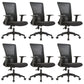 Fixed Arms Office Chair Microfiber Desk High Back Chair Wheels Ergonomic 6 Piece Set Black Clearhalo 'furn' 'furn_office_chair' 'Furniture' 'Office Chairs' 'Office Furniture' 'office_chair' 6232258