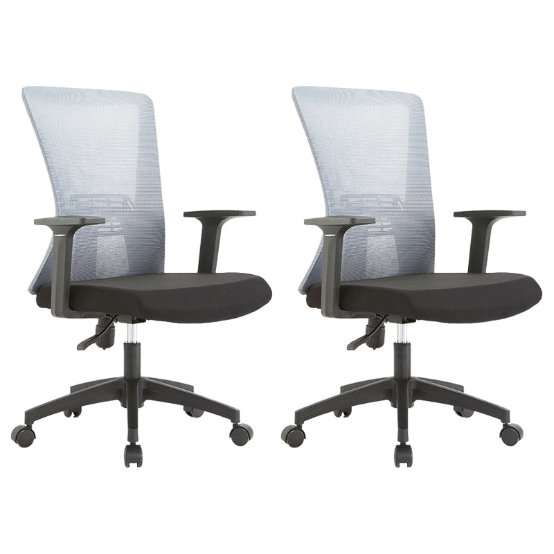 Fixed Arms Office Chair Microfiber Desk High Back Chair Wheels Ergonomic 2 Piece Set Gray Clearhalo 'furn' 'furn_office_chair' 'Furniture' 'Office Chairs' 'Office Furniture' 'office_chair' 6232261