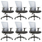 Fixed Arms Office Chair Microfiber Desk High Back Chair Wheels Ergonomic 6 Piece Set Gray Clearhalo 'furn' 'furn_office_chair' 'Furniture' 'Office Chairs' 'Office Furniture' 'office_chair' 6232265