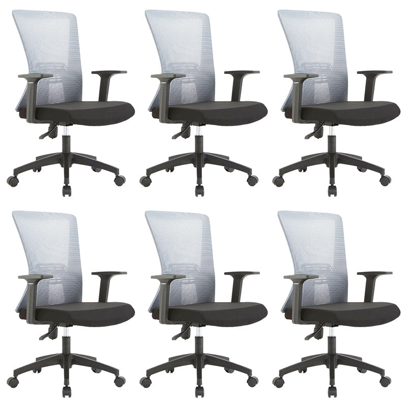 Fixed Arms Office Chair Microfiber Desk High Back Chair Wheels Ergonomic 6 Piece Set Gray Clearhalo 'furn' 'furn_office_chair' 'Furniture' 'Office Chairs' 'Office Furniture' 'office_chair' 6232265