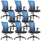 Fixed Arms Office Chair Microfiber Desk High Back Chair Wheels Ergonomic 8 Piece Set Blue Clearhalo 'furn' 'furn_office_chair' 'Furniture' 'Office Chairs' 'Office Furniture' 'office_chair' 6232275
