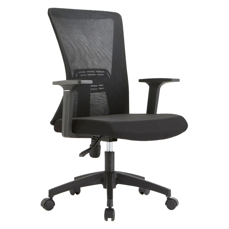 Fixed Arms Office Chair Microfiber Desk High Back Chair Wheels Ergonomic 1 Piece Black Clearhalo 'furn' 'furn_office_chair' 'Furniture' 'Office Chairs' 'Office Furniture' 'office_chair' 6232276