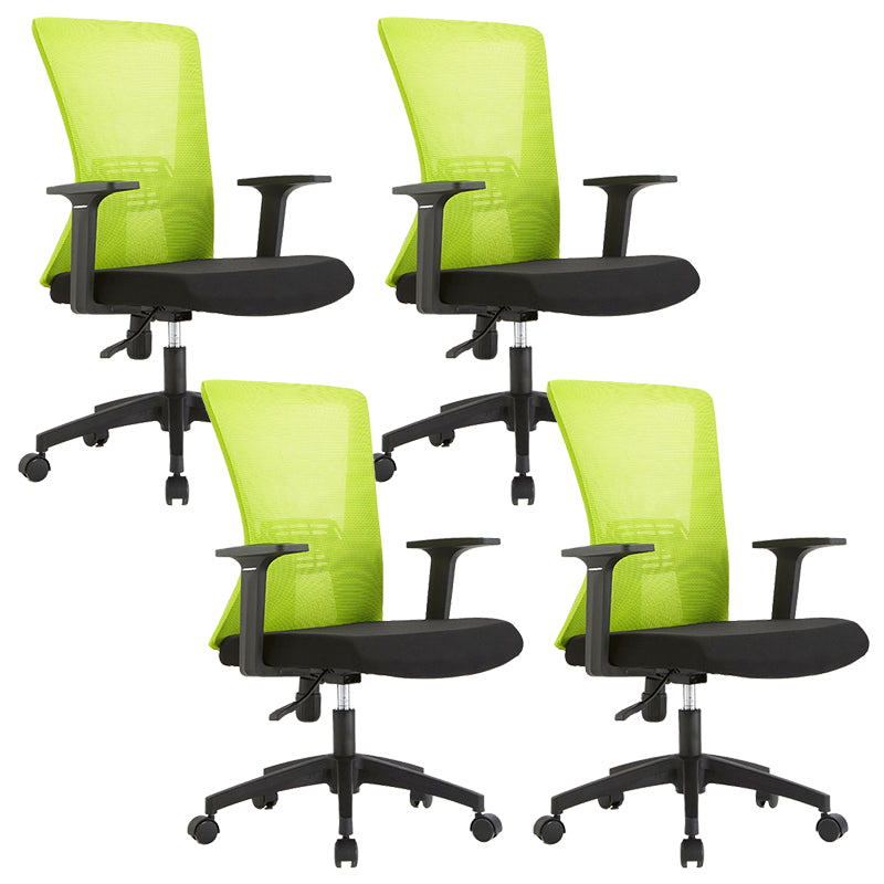 Fixed Arms Office Chair Microfiber Desk High Back Chair Wheels Ergonomic 4 Piece Set Green Clearhalo 'furn' 'furn_office_chair' 'Furniture' 'Office Chairs' 'Office Furniture' 'office_chair' 6232279