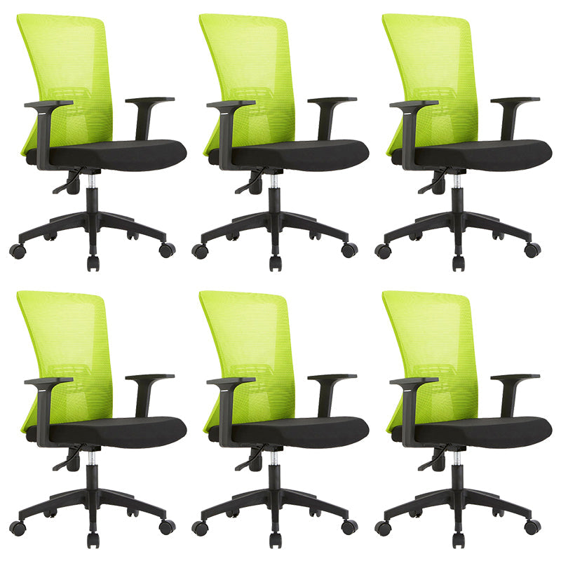 Fixed Arms Office Chair Microfiber Desk High Back Chair Wheels Ergonomic 6 Piece Set Green Clearhalo 'furn' 'furn_office_chair' 'Furniture' 'Office Chairs' 'Office Furniture' 'office_chair' 6232282