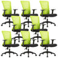 Fixed Arms Office Chair Microfiber Desk High Back Chair Wheels Ergonomic 8 Piece Set Green Clearhalo 'furn' 'furn_office_chair' 'Furniture' 'Office Chairs' 'Office Furniture' 'office_chair' 6232283